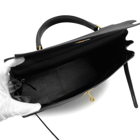 HERMES KELLY 35 RETOURNE BLACK ARDENNES HAND SHOULDER BAG 1998 SQUARE B GOLD HARDWARE 90310249 - PURPOSE