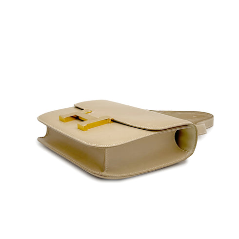 HERMES CONSTANCE 23 BEIGE BOXCALF SHOULDER BAG □E GOLD HARDWARE 90310255 - PURPOSE