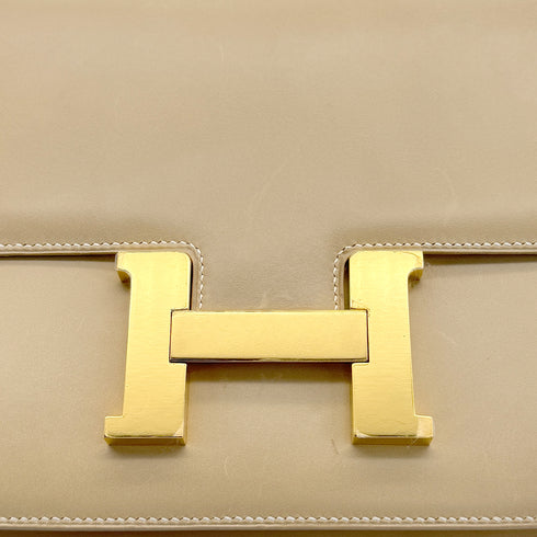 HERMES CONSTANCE 23 BEIGE BOXCALF SHOULDER BAG □E GOLD HARDWARE 90310255 - PURPOSE