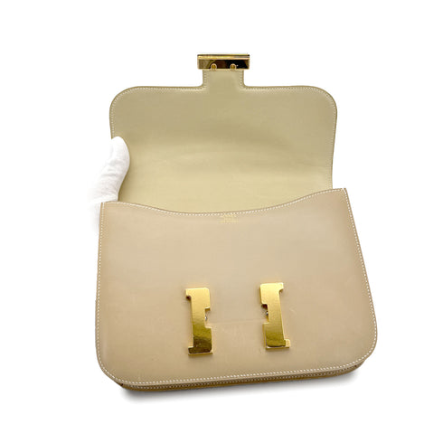HERMES CONSTANCE 23 BEIGE BOXCALF SHOULDER BAG □E GOLD HARDWARE 90310255 - PURPOSE