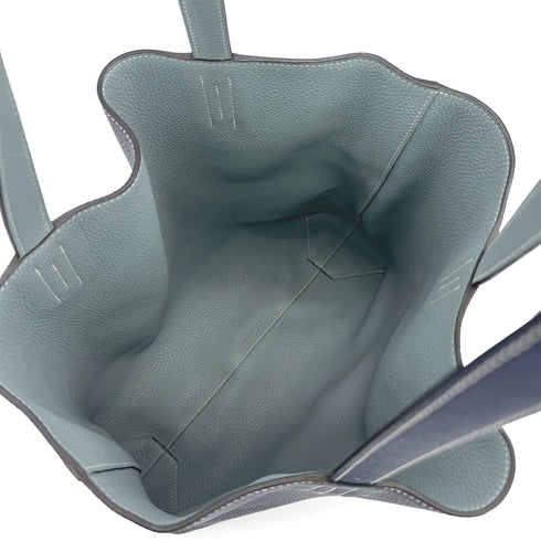 HERMES DOUBLE SENS 36 CIEL BLEU DE MALTE TAURILLON CLEMENCE TOTE SHOULDER BAG □P 90310256 - PURPOSE