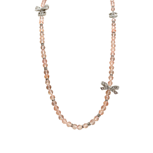 CHANEL NECKLACE BEADS COCOMARK RIBBON RHINESTONE PINK ACCESSORY B23S 90310258 - PURPOSE