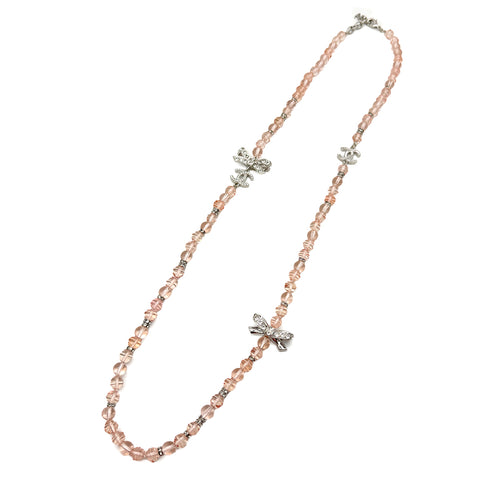 CHANEL NECKLACE BEADS COCOMARK RIBBON RHINESTONE PINK ACCESSORY B23S 90310258 - PURPOSE