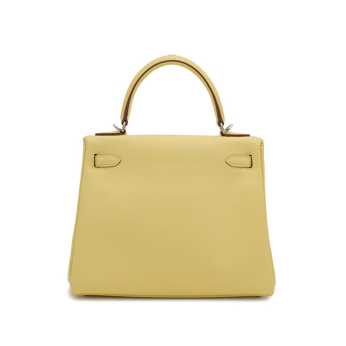 HERMES KELLY 25 RETOURNE JAUNE POUSSIN VEAU SWIFT HAND SHOULDER BAG 2021 Z PALLADIUM HARDWARE 90310259 - PURPOSE