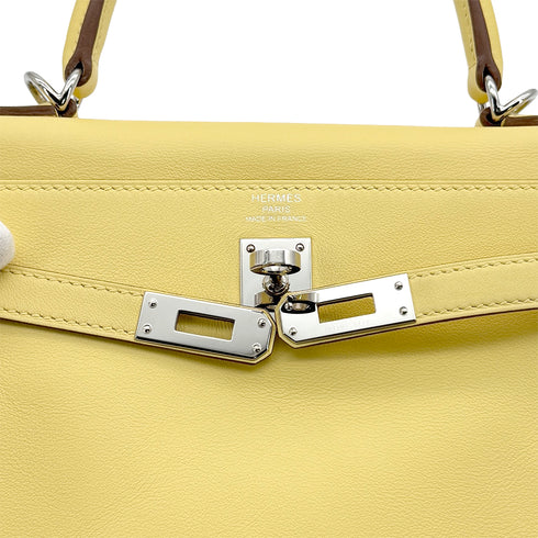 HERMES KELLY 25 RETOURNE JAUNE POUSSIN VEAU SWIFT HAND SHOULDER BAG 2021 Z PALLADIUM HARDWARE 90310259 - PURPOSE