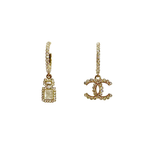 CHANEL EARRINGS COCOMARK PERFUME RHINESTONE GOLD ACCESSORY A21K 90310261 - PURPOSE