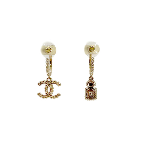 CHANEL EARRINGS COCOMARK PERFUME RHINESTONE GOLD ACCESSORY A21K 90310261 - PURPOSE
