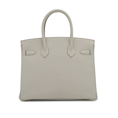 HERMES BIRKIN 30 GRIS PERLE TOGO HAND BAG U GOLD HARDWARE 90310262 - PURPOSE