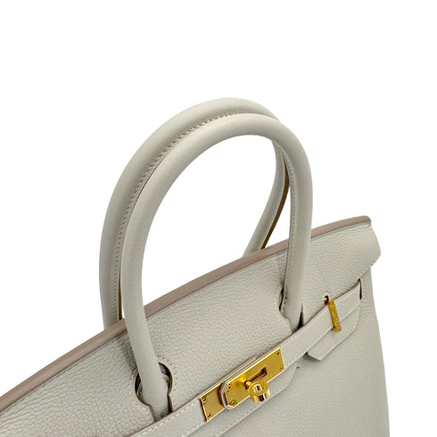 HERMES BIRKIN 30 GRIS PERLE TOGO HAND BAG U GOLD HARDWARE 90310262 - PURPOSE