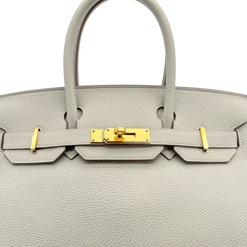 HERMES BIRKIN 30 GRIS PERLE TOGO HAND BAG U GOLD HARDWARE 90310262 - PURPOSE
