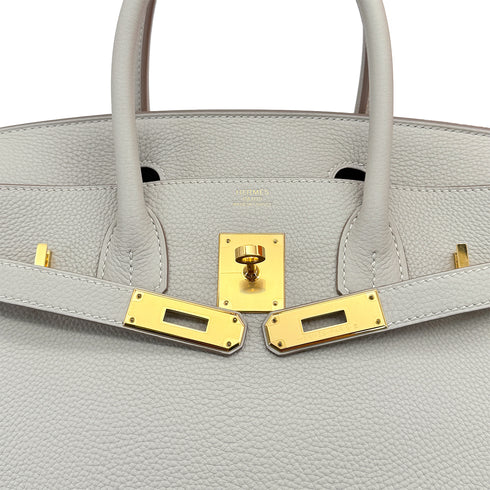 HERMES BIRKIN 30 GRIS PERLE TOGO HAND BAG U GOLD HARDWARE 90310262 - PURPOSE