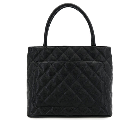 CHANEL VINTAGE MEDALLION TOTE BAG BLACK CAVIAR SKIN 90310263 - PURPOSE
