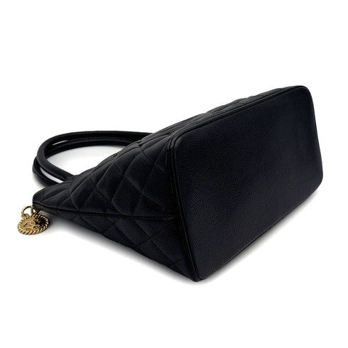 CHANEL VINTAGE MEDALLION TOTE BAG BLACK CAVIAR SKIN 90310263 - PURPOSE