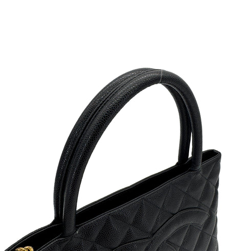 CHANEL VINTAGE MEDALLION TOTE BAG BLACK CAVIAR SKIN 90310263 - PURPOSE