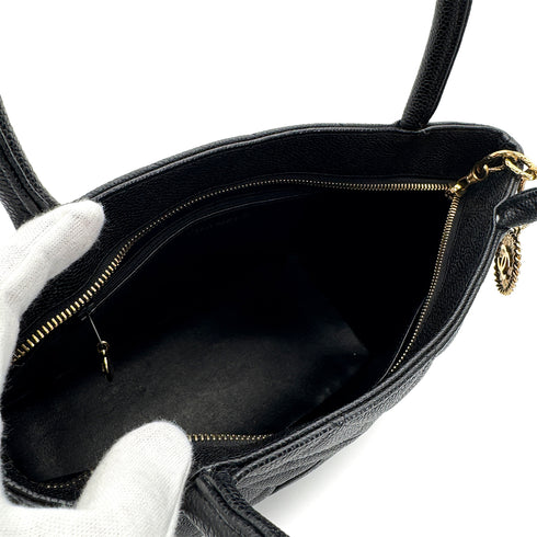 CHANEL VINTAGE MEDALLION TOTE BAG BLACK CAVIAR SKIN 90310263 - PURPOSE