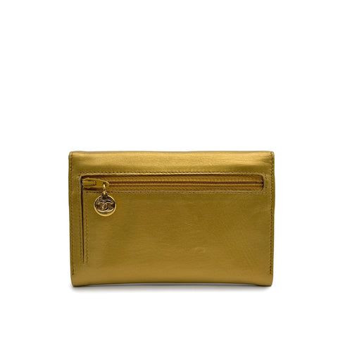 CHANEL VINTAGE BIFOLD COMPACT WALLET GOLD LAMB SKIN 90310264 - PURPOSE