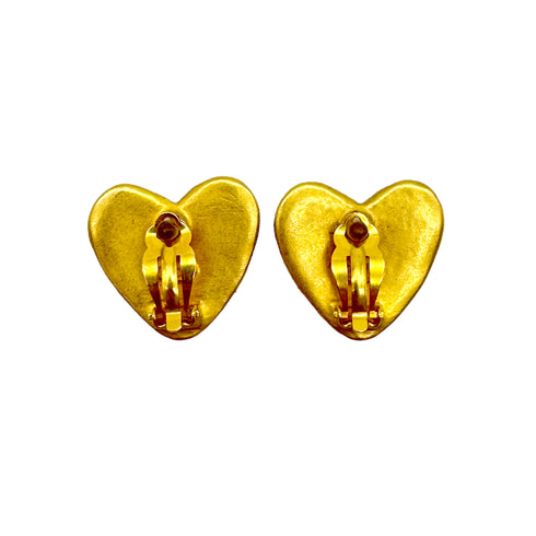 CHANEL VINTAGE EARRINGS HEART COCOMARK GOLD ACCESSORY 95P 90310271 - PURPOSE