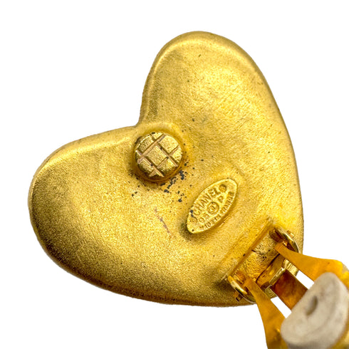 CHANEL VINTAGE EARRINGS HEART COCOMARK GOLD ACCESSORY 95P 90310271 - PURPOSE