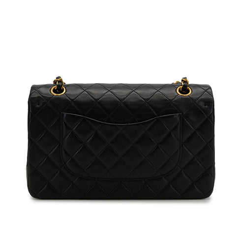VINTAGE CHANEL CLASSIC FLAP MEDIUM CHAIN SHOULDER BAG BLACK LAMB SKIN GOLD HARDWARE 90310273 - PURPOSE