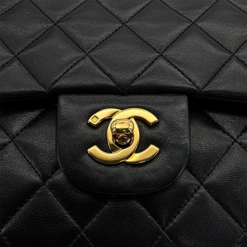 VINTAGE CHANEL CLASSIC FLAP MEDIUM CHAIN SHOULDER BAG BLACK LAMB SKIN GOLD HARDWARE 90310273 - PURPOSE