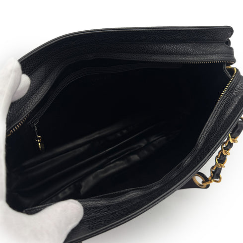 CHANEL VINTAGE TRIPLE COCO CHAIN TOTE BAG BLACK CAVIAR SKIN 90310274 - PURPOSE