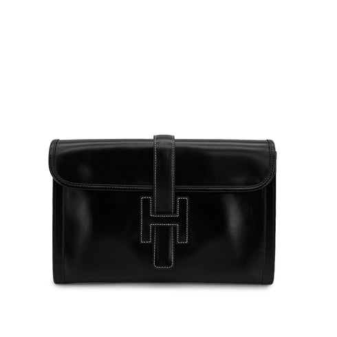 HERMES JIGE PM BLACK BOXCALF CLUTCH BAG 〇R 90310275 - PURPOSE