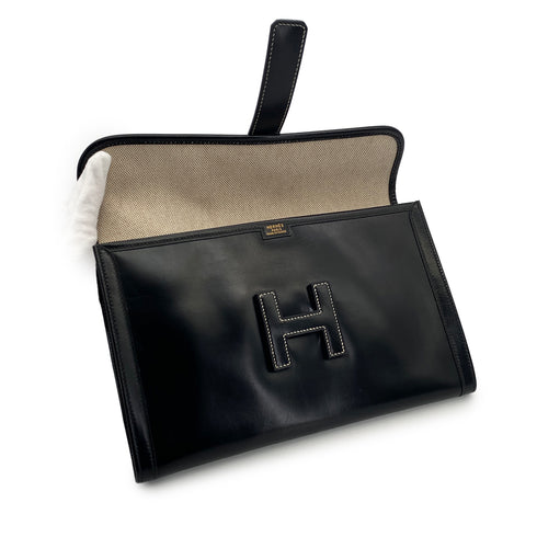 HERMES JIGE PM BLACK BOXCALF CLUTCH BAG 〇R 90310275 - PURPOSE