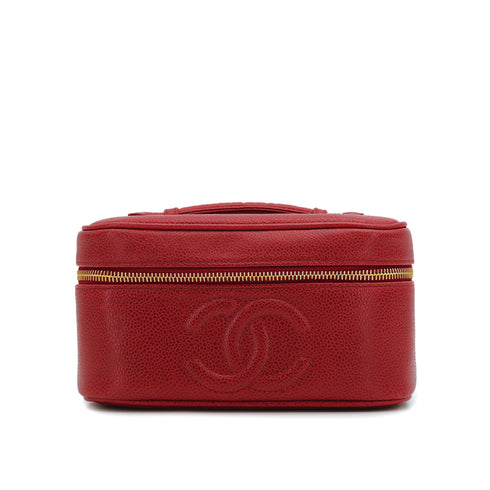 CHANEL VINTAGE VANITY HAND BAG RED CAVIAR SKIN 90310277 - PURPOSE