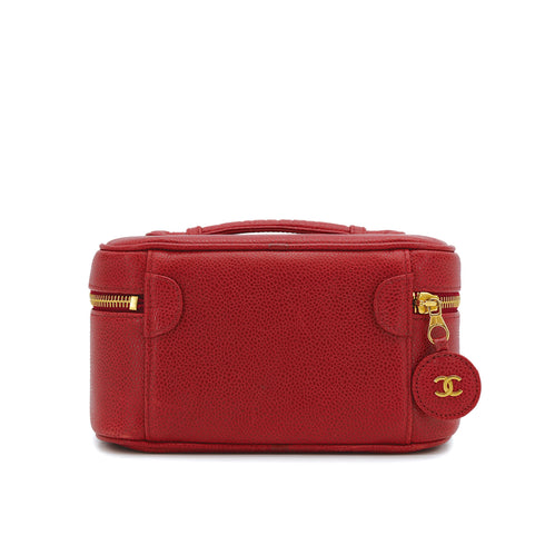 CHANEL VINTAGE VANITY HAND BAG RED CAVIAR SKIN 90310277 - PURPOSE