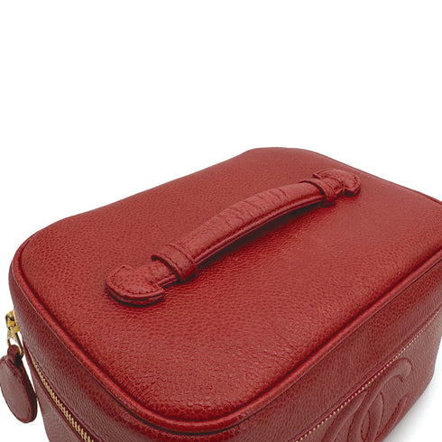 CHANEL VINTAGE VANITY HAND BAG RED CAVIAR SKIN 90310277 - PURPOSE