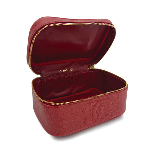 CHANEL VINTAGE VANITY HAND BAG RED CAVIAR SKIN 90310277 - PURPOSE