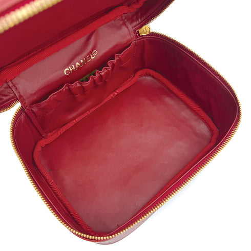 CHANEL VINTAGE VANITY HAND BAG RED CAVIAR SKIN 90310277 - PURPOSE