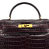 HERMES KELLY 28 SELLIER BORDEAUX CROCODILE HAND BAG 2004 CIRCLE H GOLD HARDWARE 90310278 - PURPOSE