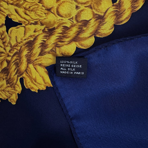 CHANEL VINTAGE SCARF COCOMARK GRAPES PATTERN NAVY SILK 90310281 - PURPOSE