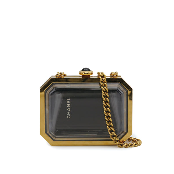 CHANEL PREMIERE CHAIN SHOULDER BAG LOGO CLEAR GOLD ACRYLIC 90310283 - PURPOSE
