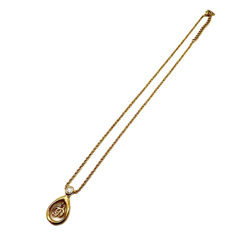CHRISTIAN DIOR NECKLACE LOGO RHINESTONE GOLD ACCESSORY 90310287 - PURPOSE