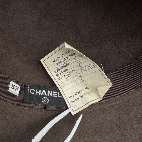 CHANEL VINTAGE HAT BROWN FELT 57 ACCESSORY 90310290 - PURPOSE