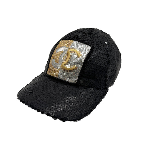 CHANEL COCOMARK CAP GOLD SILVER BLACK SEQUINS ACCESSORY 23C 90310291 - PURPOSE
