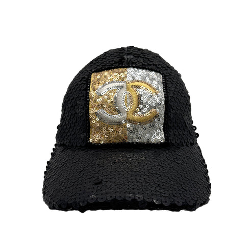 CHANEL COCOMARK CAP GOLD SILVER BLACK SEQUINS ACCESSORY 23C 90310291 - PURPOSE