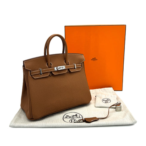HERMES BIRKIN 25 GOLD TOGO HAND BAG K PALLADIUM HARDWARE 90310296 - PURPOSE
