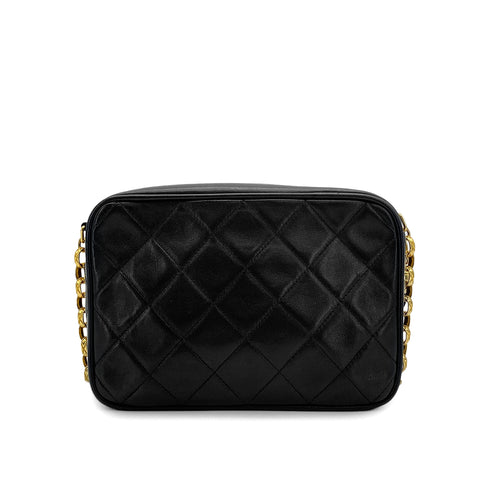 VINTAGE CHANEL COCO BALL MATELASSE BIJOU CHAIN SHOULDER BAG FRINGE BLACK LAMB SKIN GOLD HARDWARE 90310300