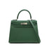 HERMES KELLY 28 SELLIER VERT MOYEN VEAU MADAME HAND SHOULDER BAG W PALLADIUM HARDWARE 90310301