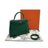 HERMES KELLY 28 SELLIER VERT MOYEN VEAU MADAME HAND SHOULDER BAG W PALLADIUM HARDWARE 90310301