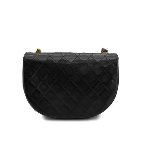 VINTAGE CHANEL MATELASSE CHAIN SHOULDER BAG BLACK LAMB SKIN GOLD HARDWARE 90310305