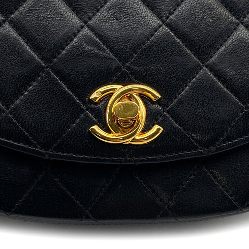 VINTAGE CHANEL MATELASSE CHAIN SHOULDER BAG BLACK LAMB SKIN GOLD HARDWARE 90310305