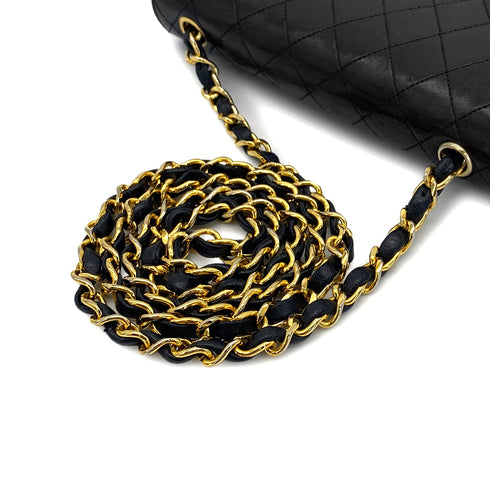 VINTAGE CHANEL MATELASSE CHAIN SHOULDER BAG BLACK LAMB SKIN GOLD HARDWARE 90310305