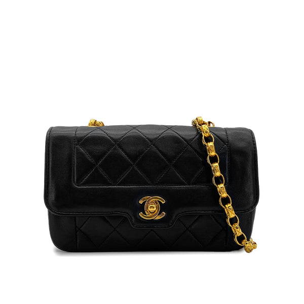 VINTAGE CHANEL MATELASSE BIJOU CHAIN SHOULDER BAG BLACK LAMB SKIN GOLD HARDWARE 90310306 - PURPOSE