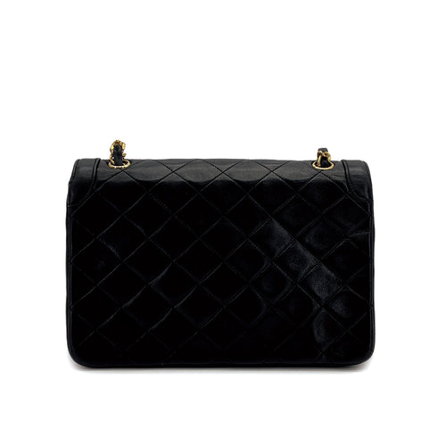 VINTAGE CHANEL PARIS LIMITED EDITION MATELASSE CHAIN SHOULDER BAG BLACK LAMB SKIN GOLD HARDWARE 90310308