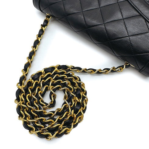 VINTAGE CHANEL PARIS LIMITED EDITION MATELASSE CHAIN SHOULDER BAG BLACK LAMB SKIN GOLD HARDWARE 90310308