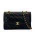 VINTAGE CHANEL PARIS LIMITED EDITION MATELASSE CHAIN SHOULDER BAG BLACK LAMB SKIN GOLD HARDWARE 90310309
